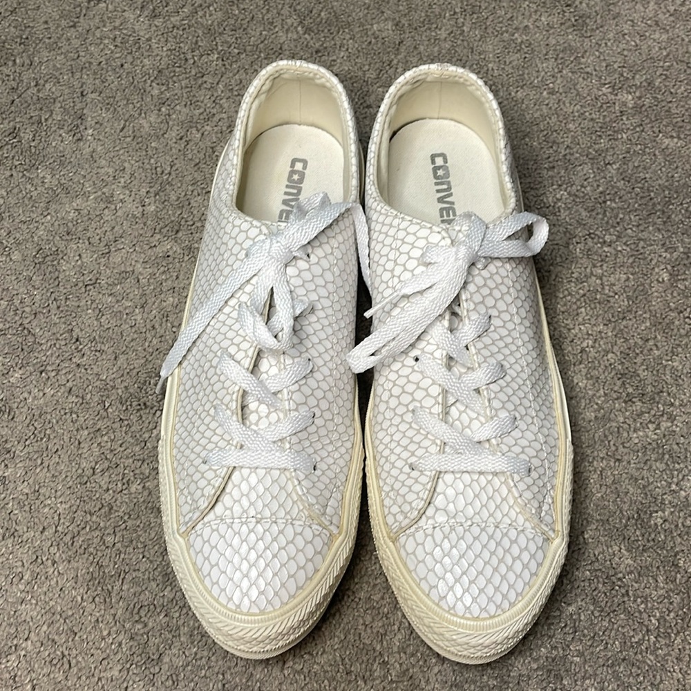 Converse Chuck Taylor All Star Gemma Snake Leather OX White Sneakers